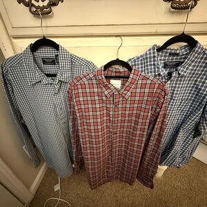 American Eagle Outfitters Blue and Red Checkered Shirts. Lot of 3.